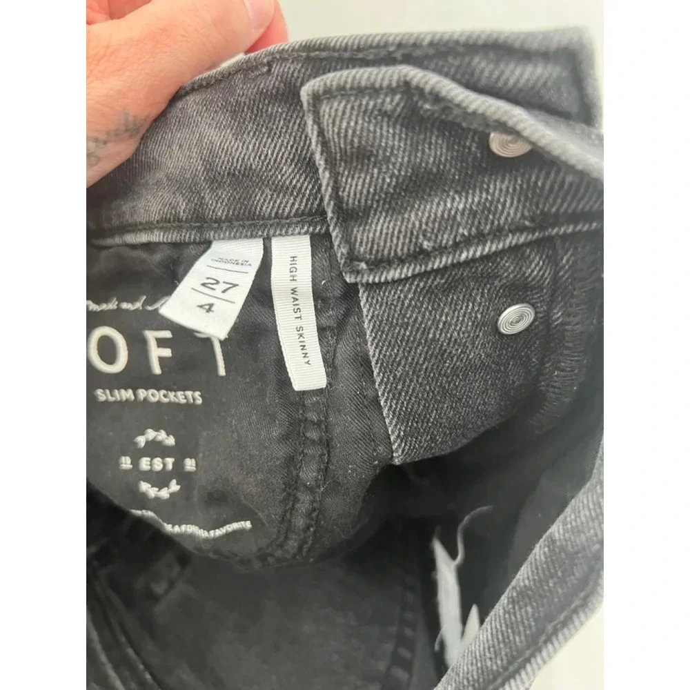 Loft High Waist Skinny Black Jeans Size 4/27‎ Slim Pockets Womens